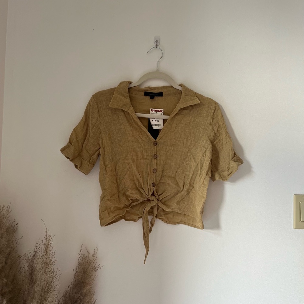Linen Tie Knot Top